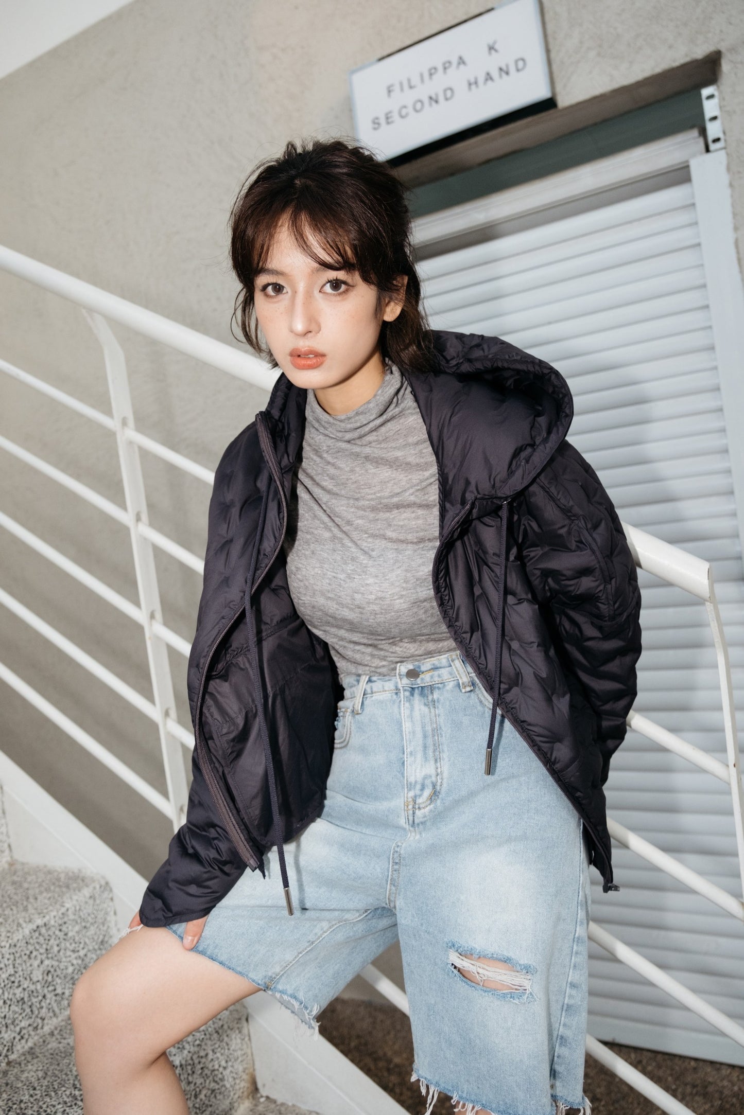 EOEZ深灰色鹅绒服EZY3069