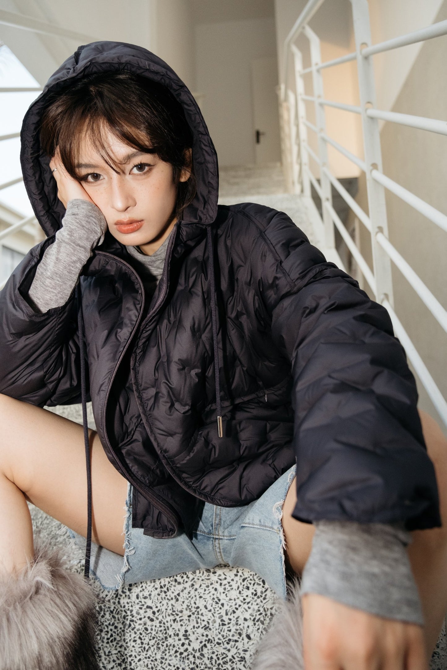 EOEZ深灰色鹅绒服EZY3069