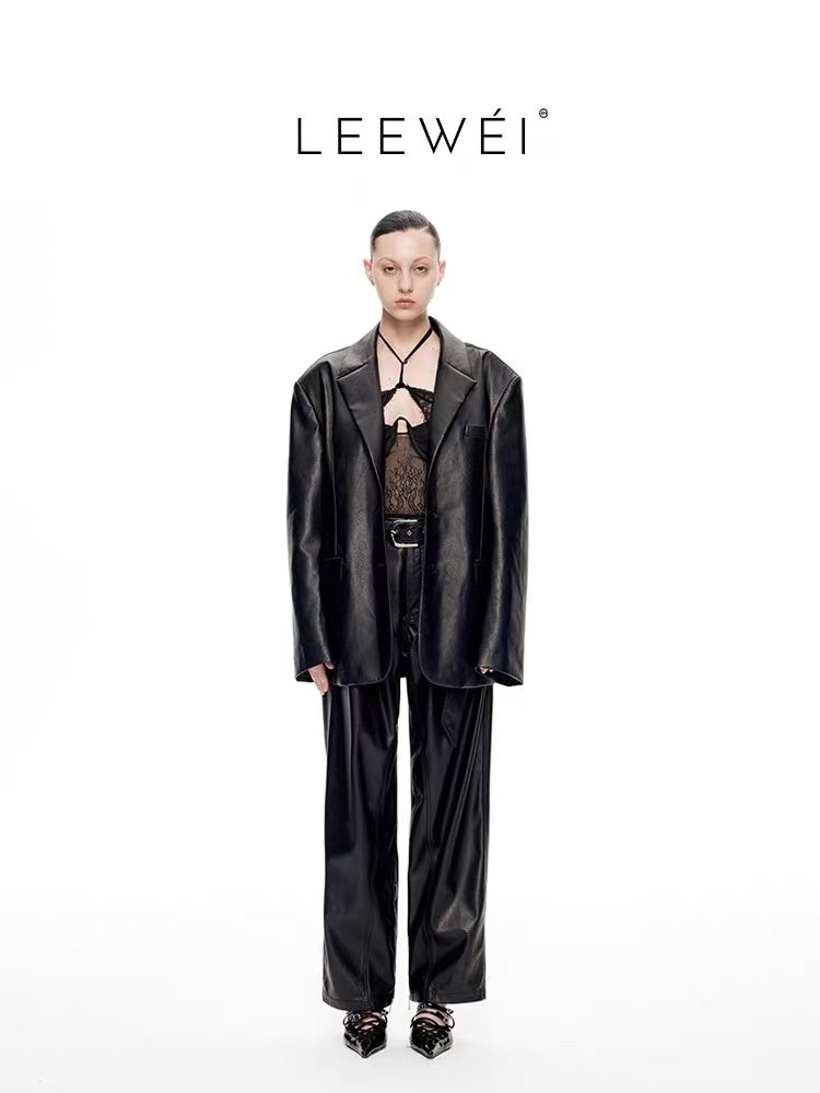 LEE WÉI 拼皮廓形西装