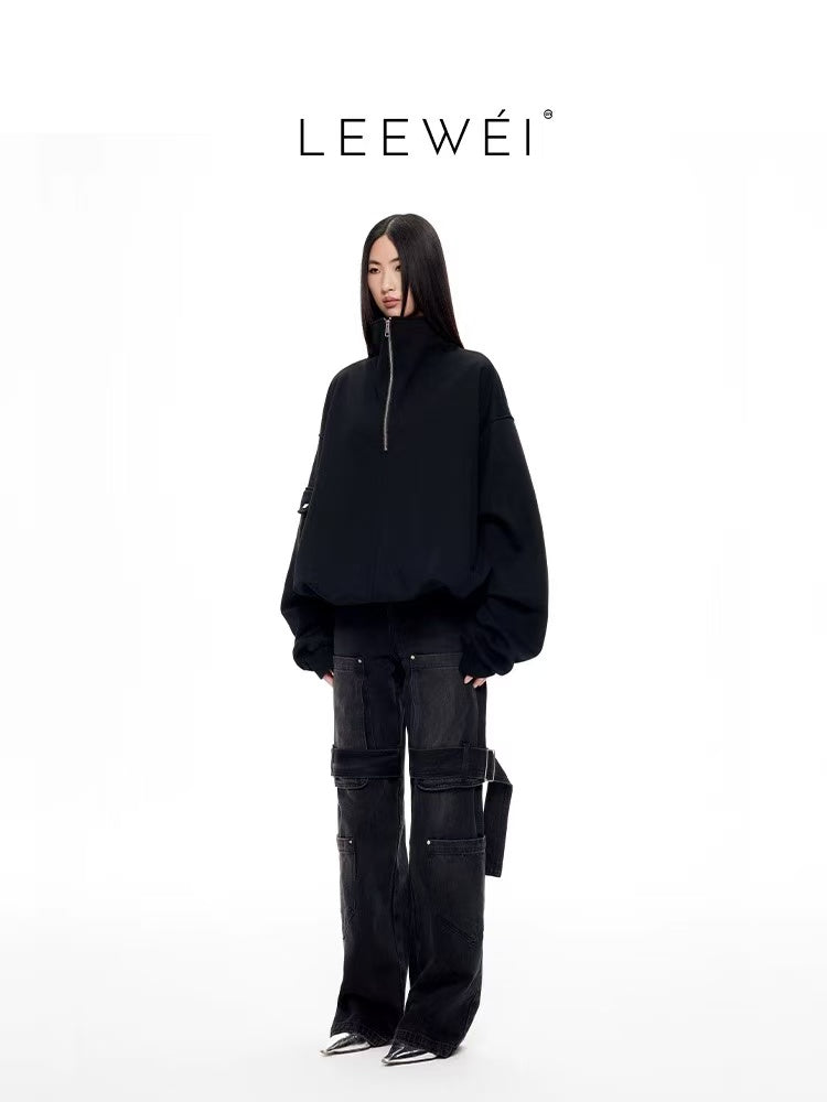 LEE WÉI 大廓形拉链套头卫衣