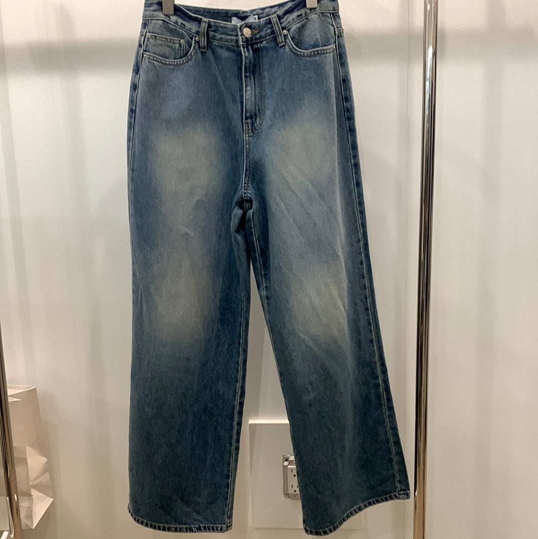 SGMode 水洗蓝色牛仔直筒裤子