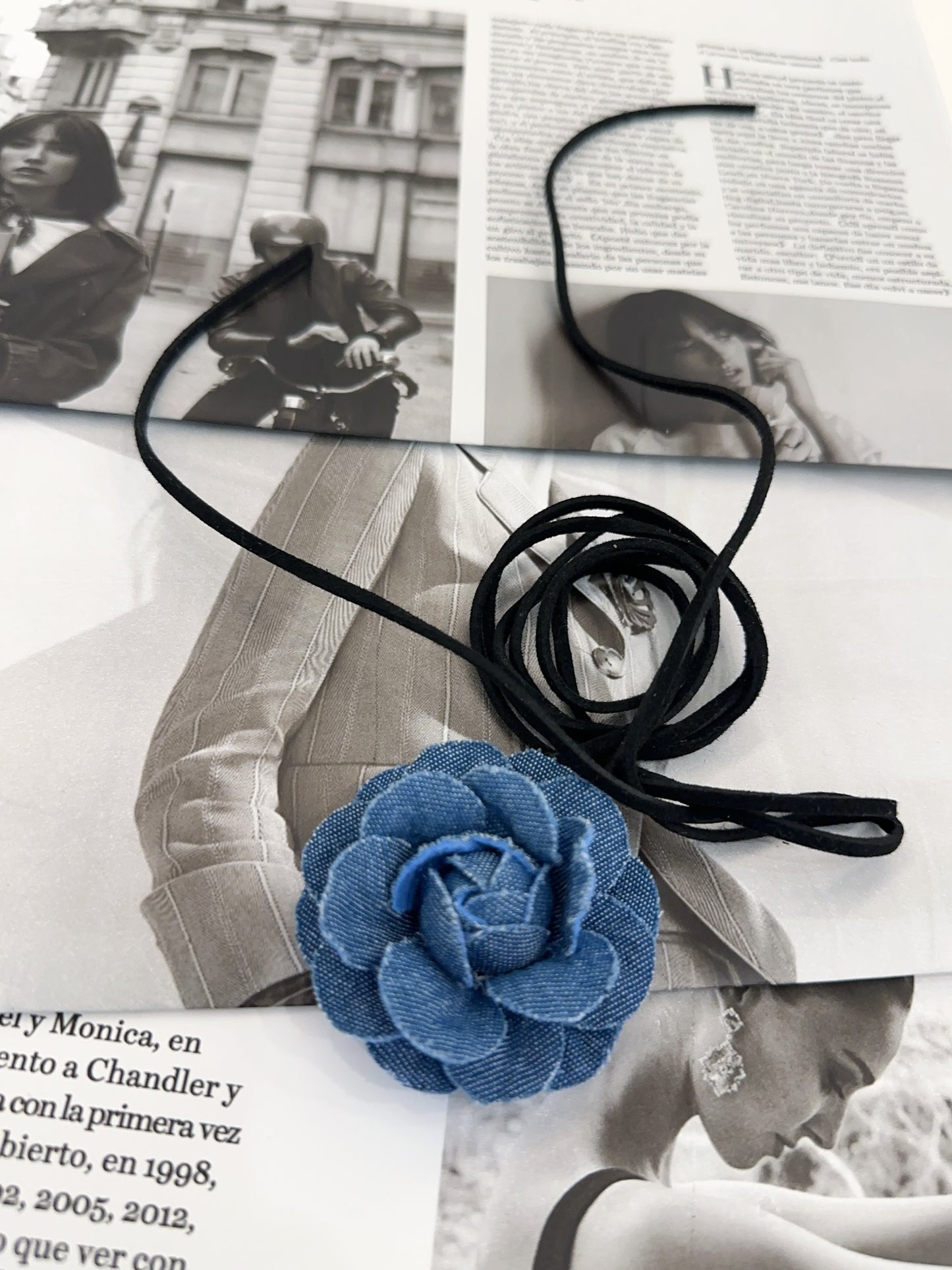 SGMode 蓝色牛仔花chocker