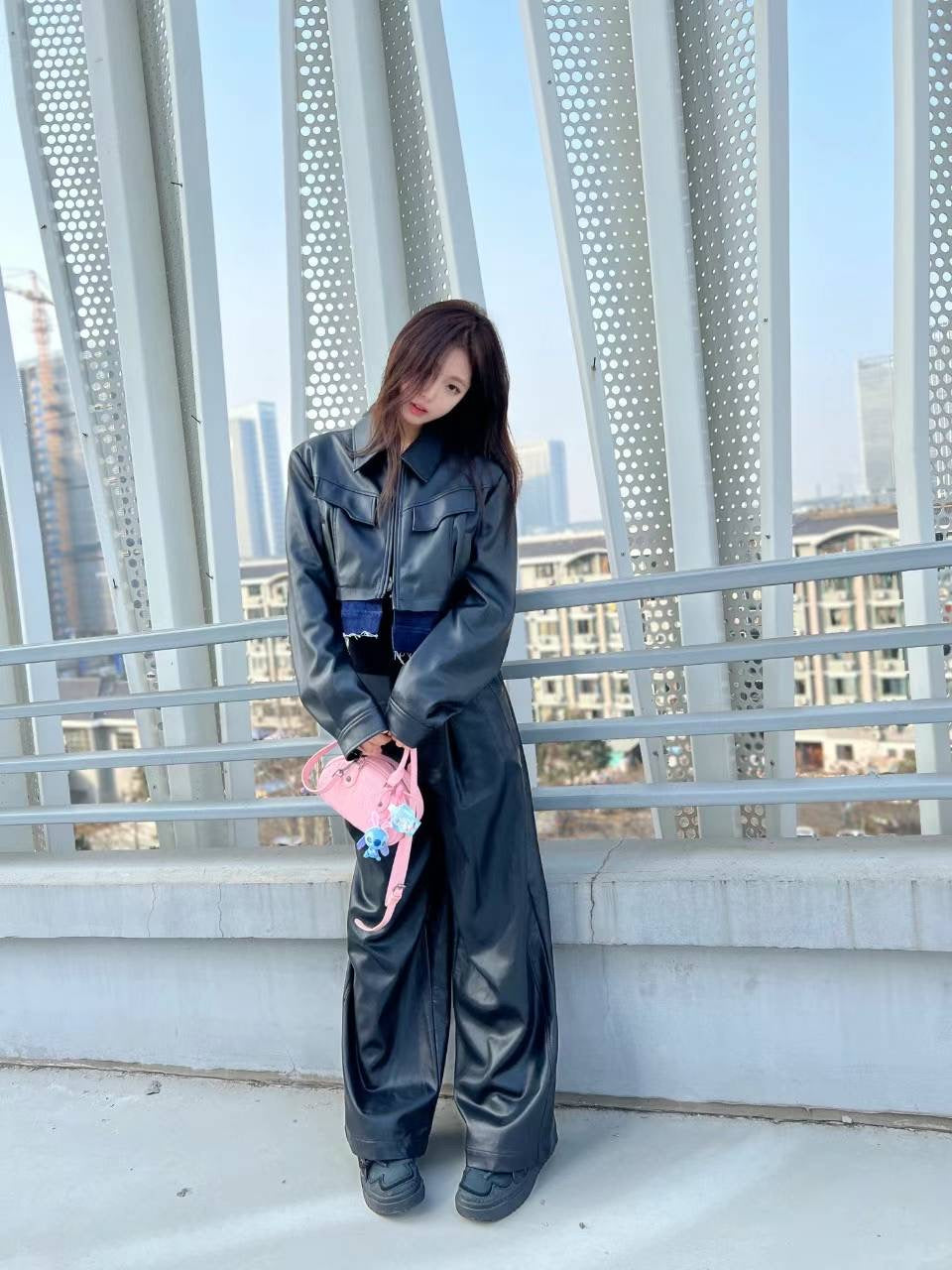 DI.AD 拼接短款皮衣外套