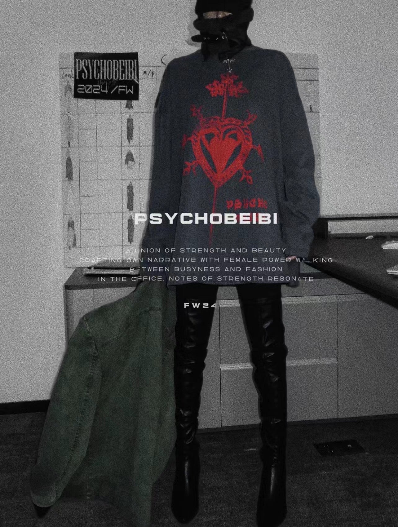 Psychobeibi心植绒印花长袖T恤