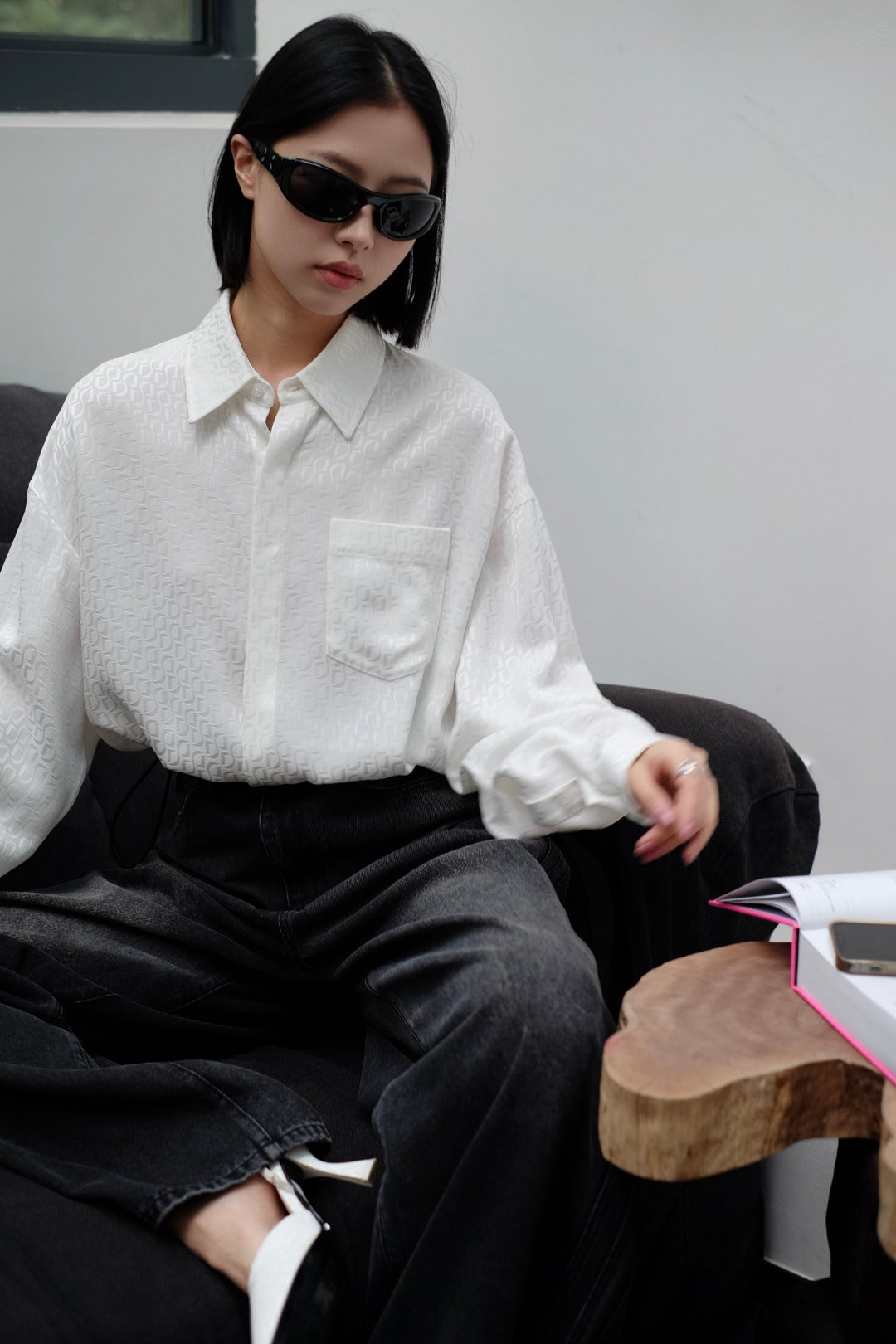 DJFL 醋酸LOGO廓形衬衫
