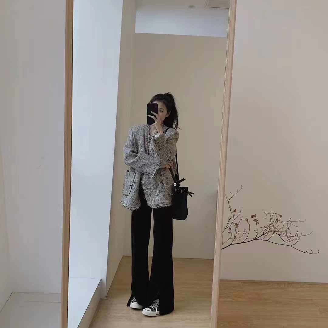 S&GMODE灯芯绒黑色长裤