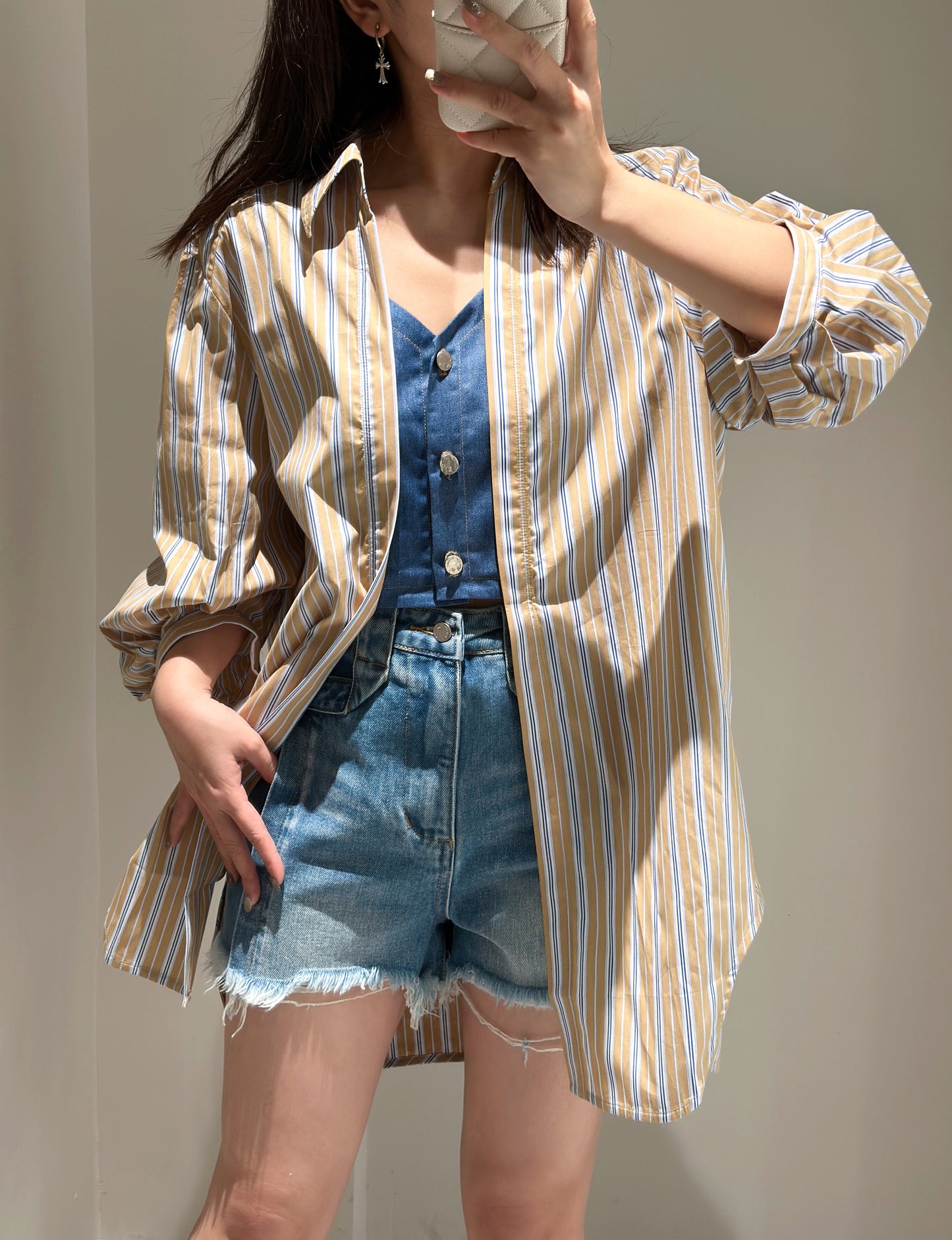 DI.AD 条纹拼接长衬衫