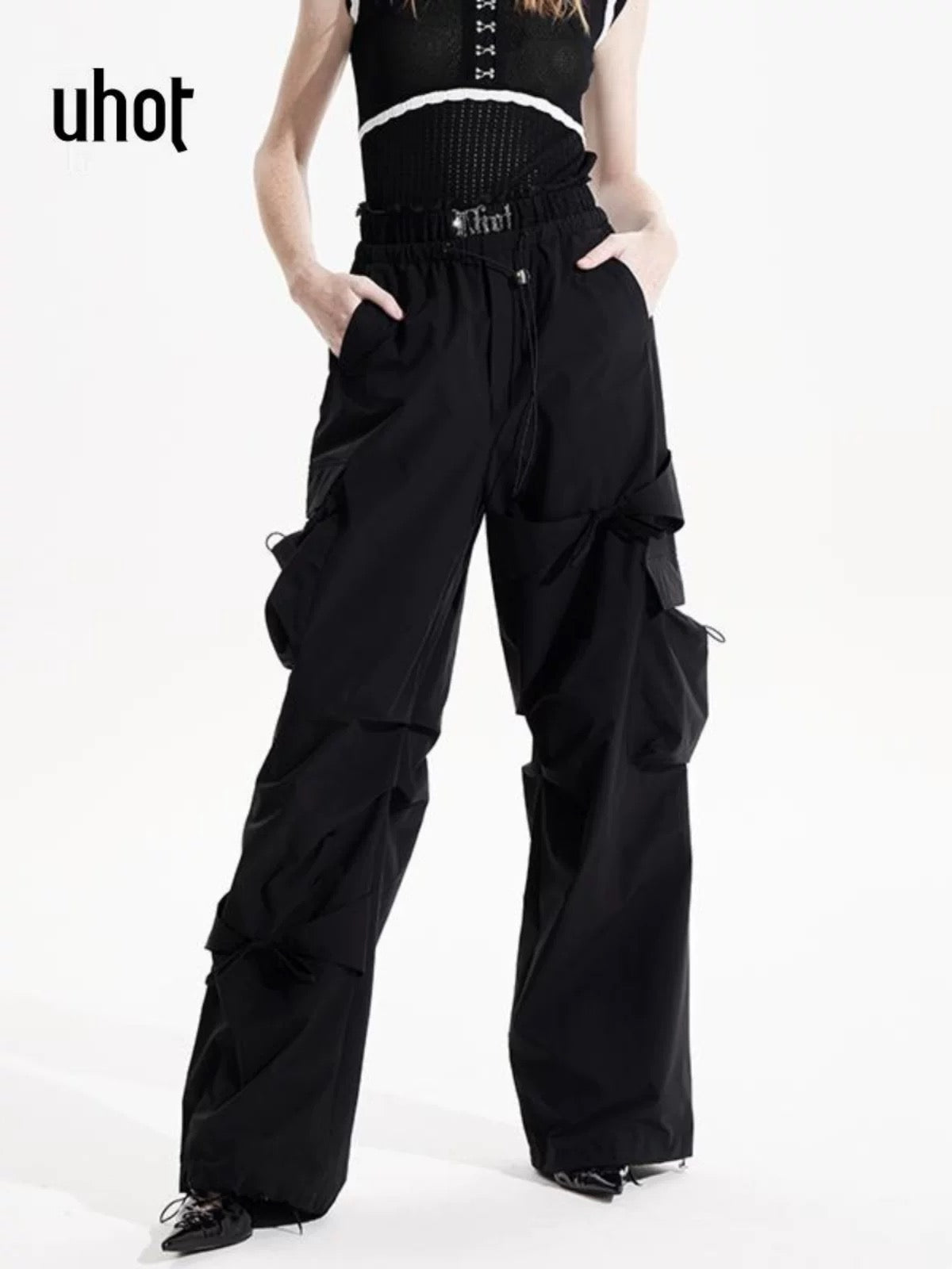 uhot双腰头工装裤