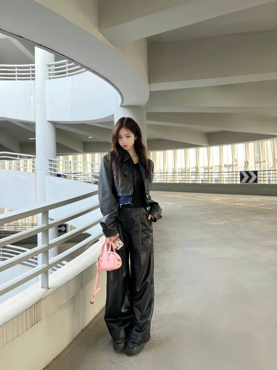 DI.AD 拼接短款皮衣外套