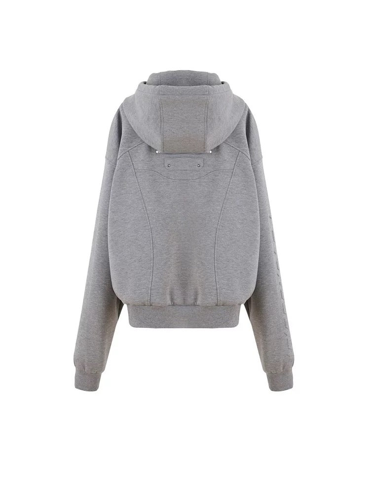 连帽结构拉链卫衣