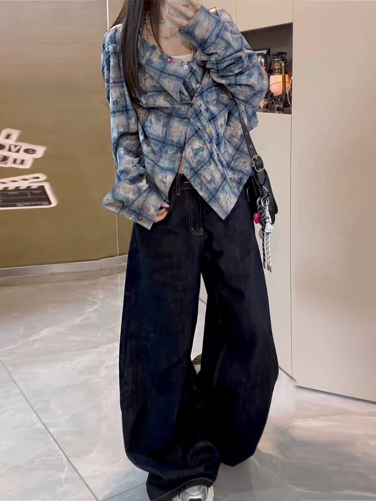 SG MODE 蓝白格纹衬衫