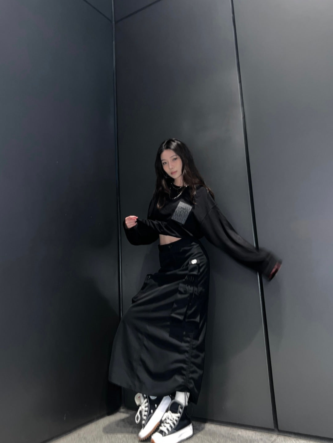 DJFL 黑色长袖T恤带黑标