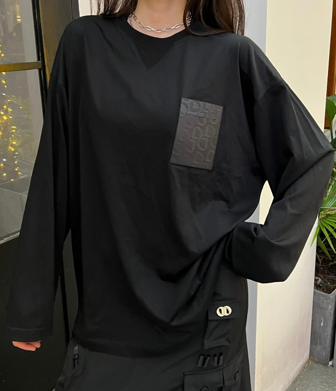 DJFL 黑色长袖T恤带黑标
