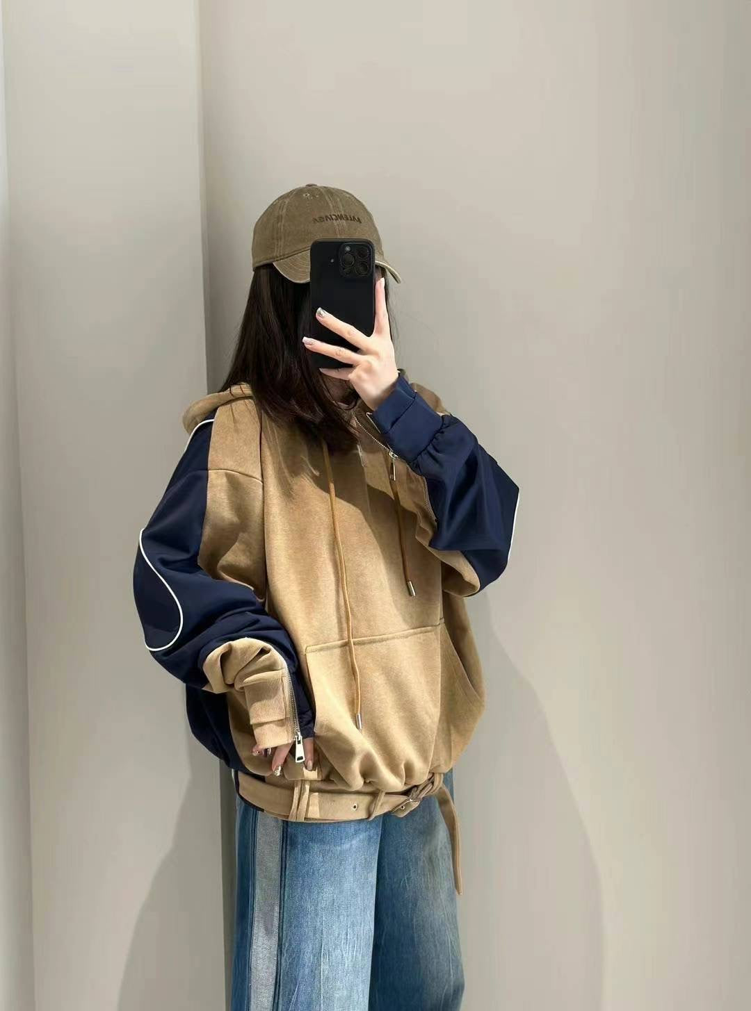PSYCHOBEIBI 前后拼色连帽卫衣