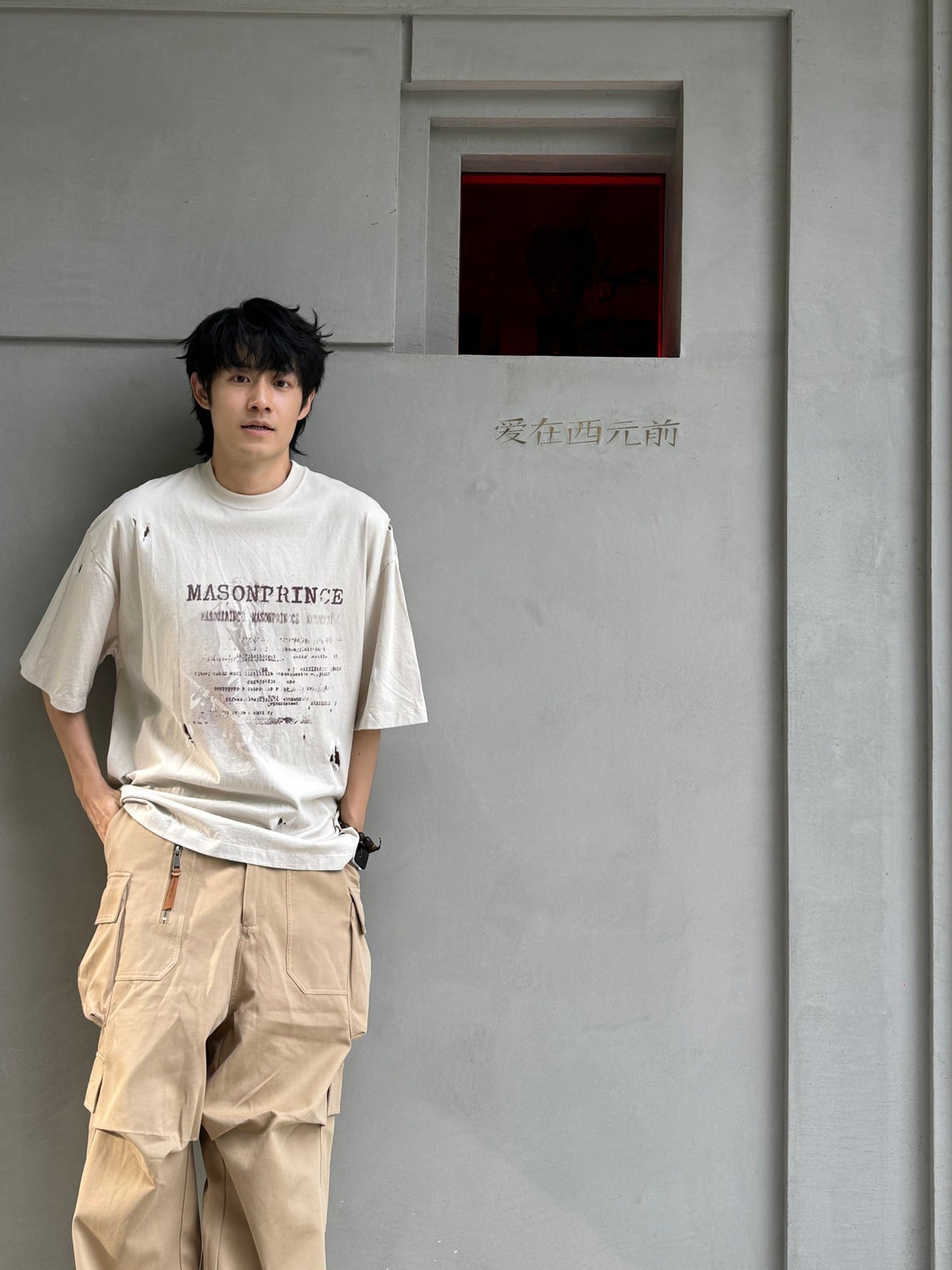 裤腿褶皱工装裤