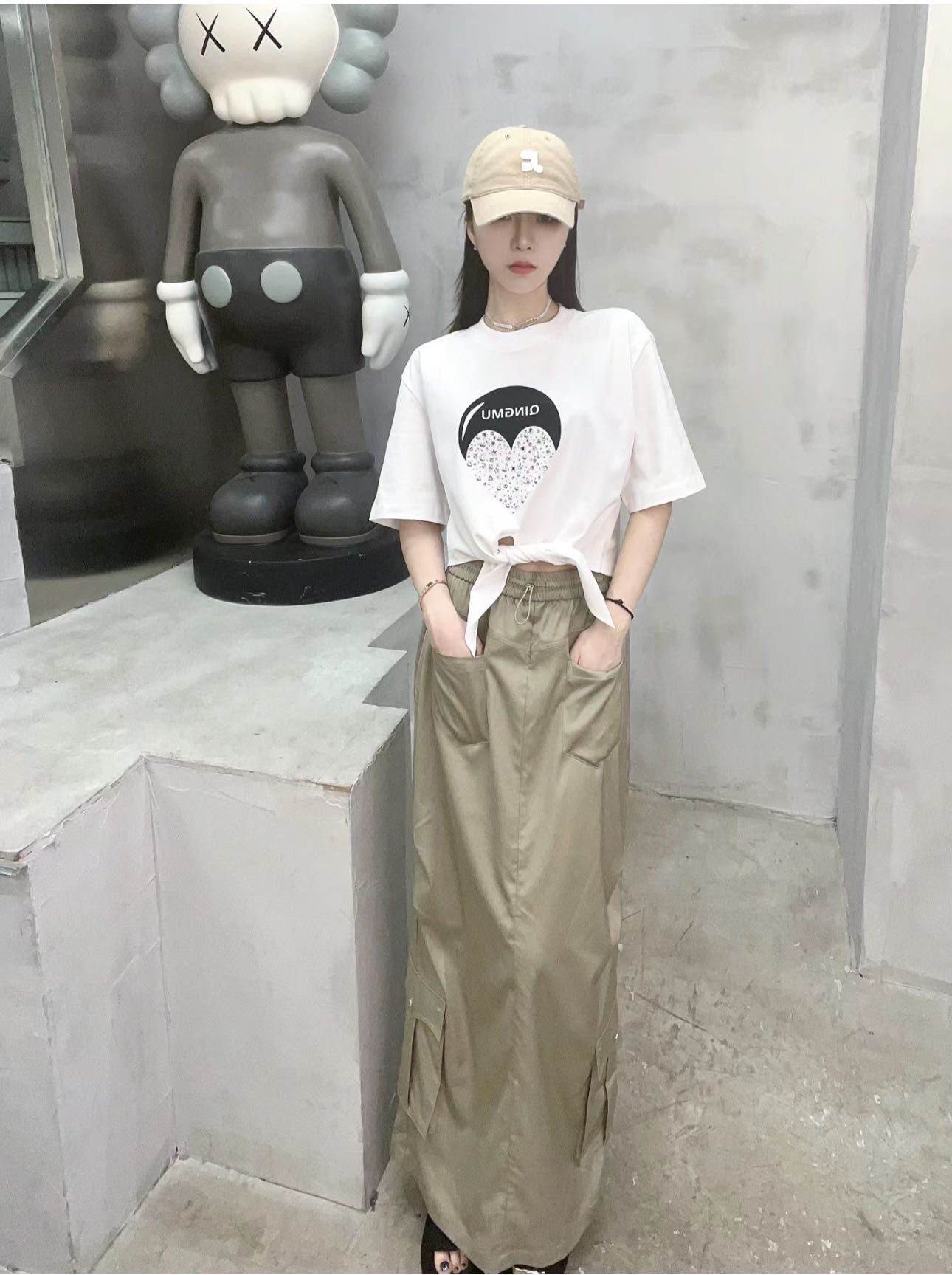 Qingmu 绿色半裙