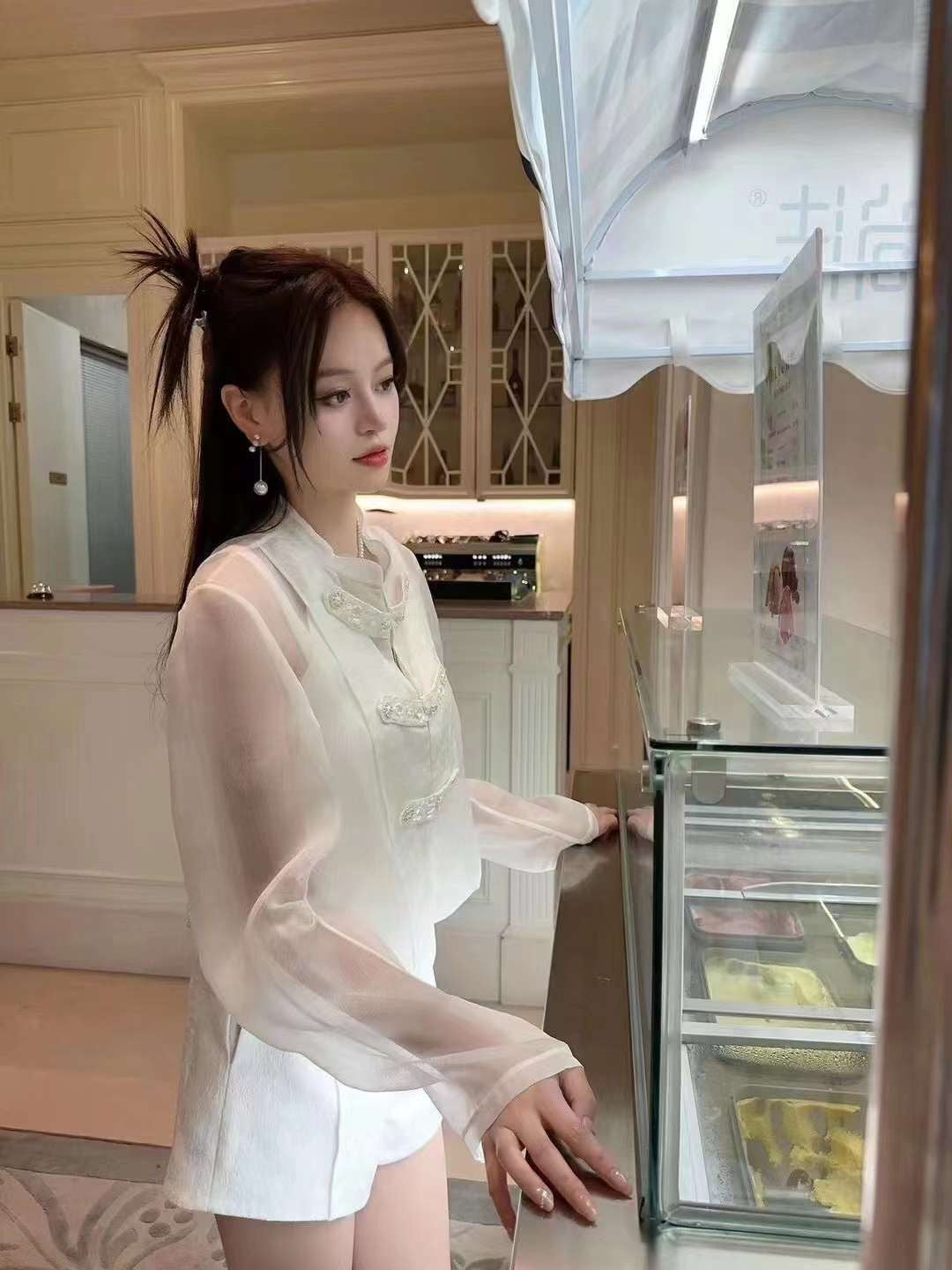 SICI-BANG 水波提花欧根纱外套