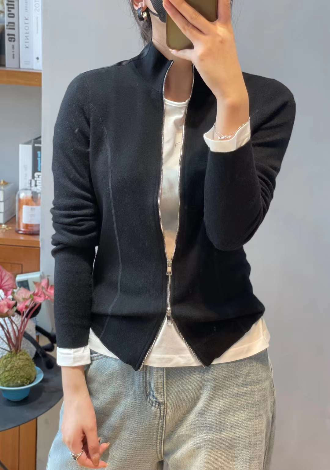 SGMode 山羊绒拉链休闲长袖外套