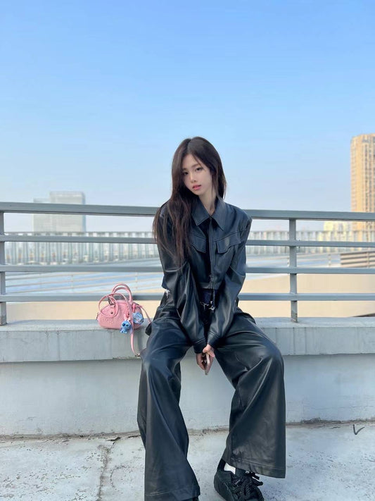 DI.AD 拼接短款皮衣外套