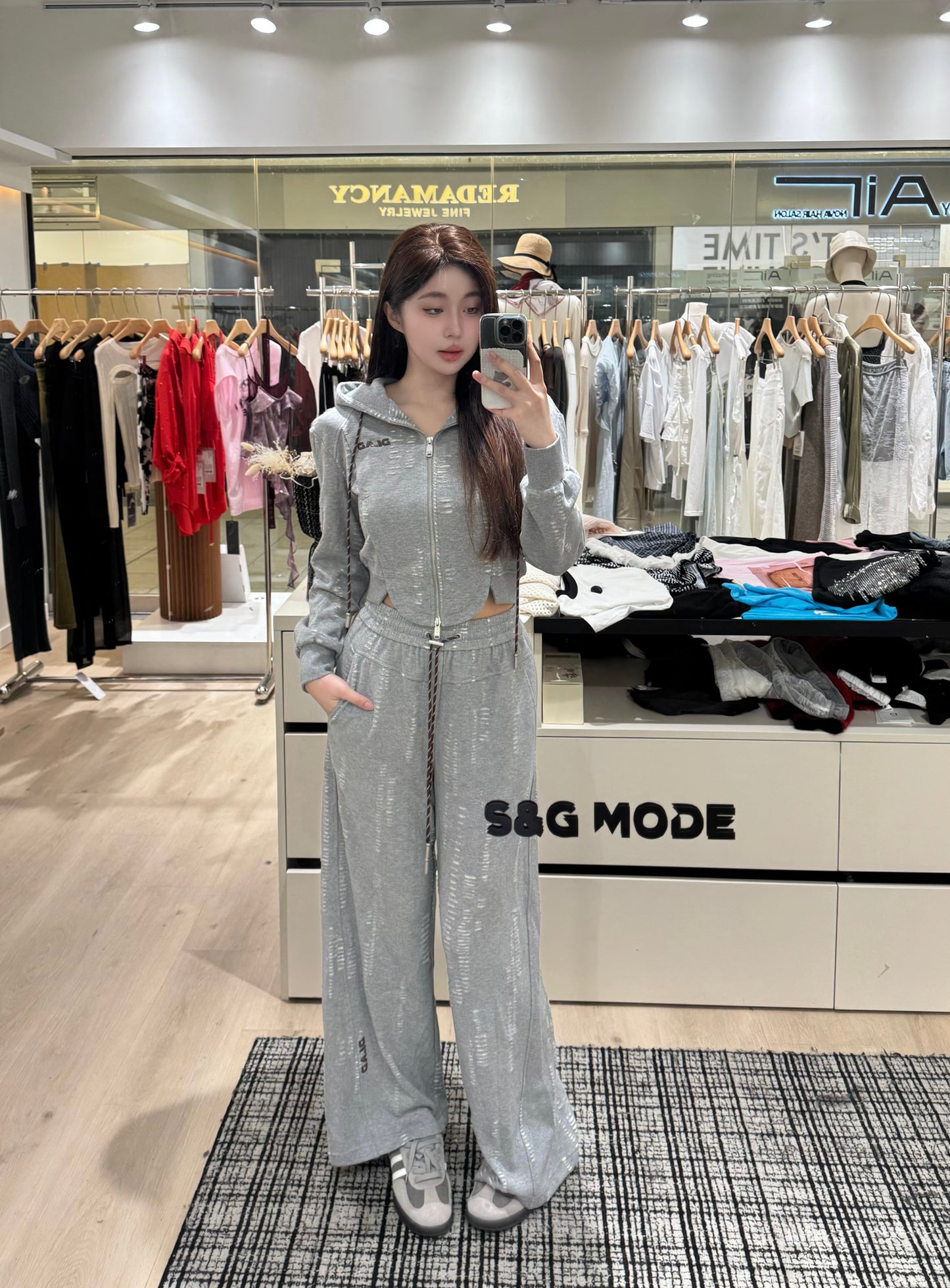 diad短款灰色套装卫裤