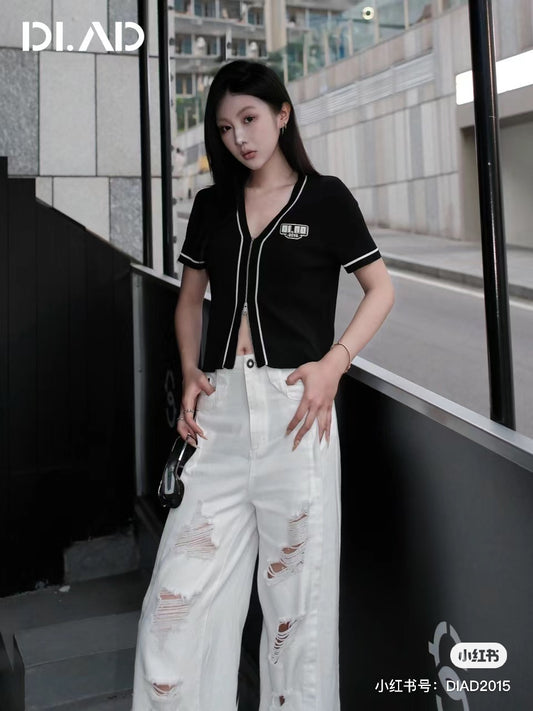 DI.AD 短袖拉链针织衫