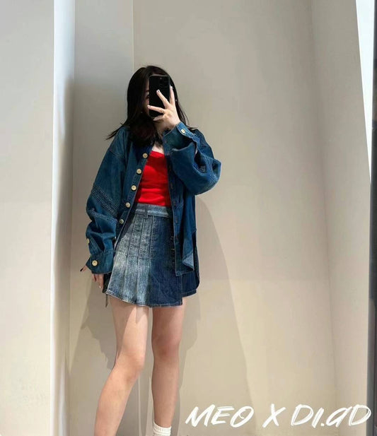 DI.AD 双色拼接牛仔短裙