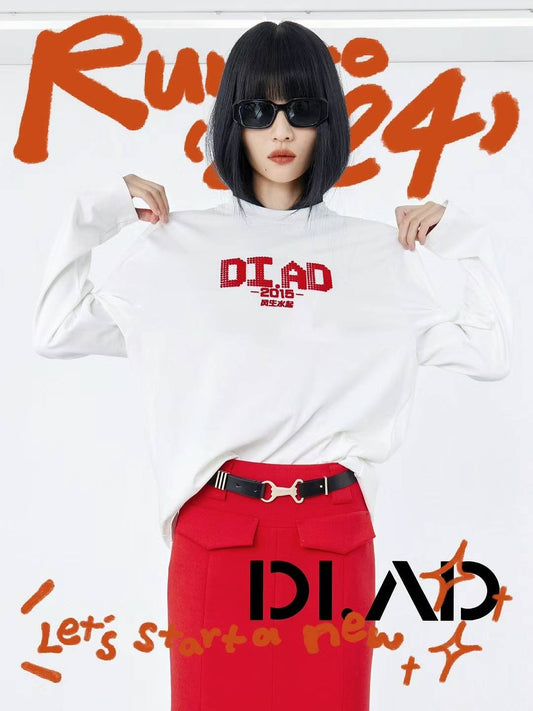 DI.AD白色圆领长袖t恤