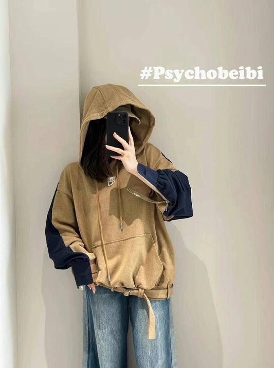 PSYCHOBEIBI 前后拼色连帽卫衣
